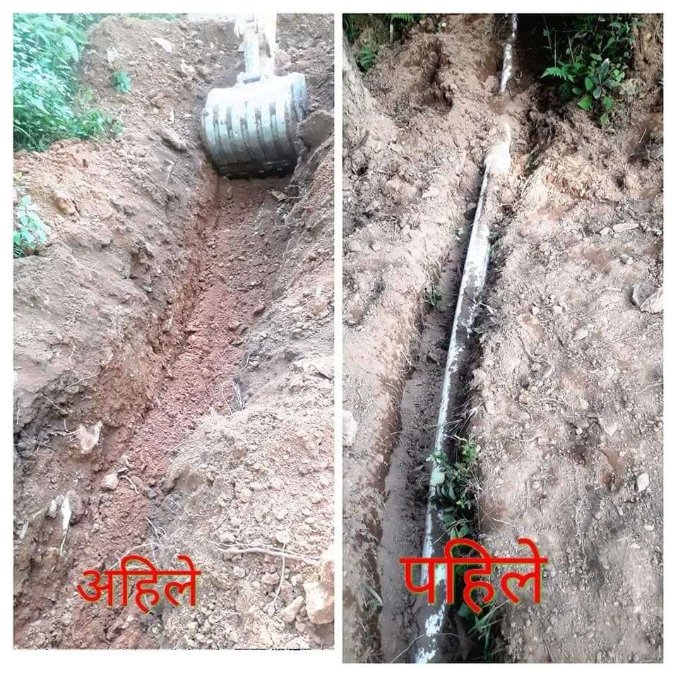 भुम्लुको घट्टेखोला उर्लेनी भिमसेनस्थान खानेपानी आयोजनाको काम मापदण्ड विपरित