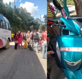 काभ्रेमा बसले स्कुटरलाइ ठक्कर दिदा एक जना गम्भिर घा इ ते