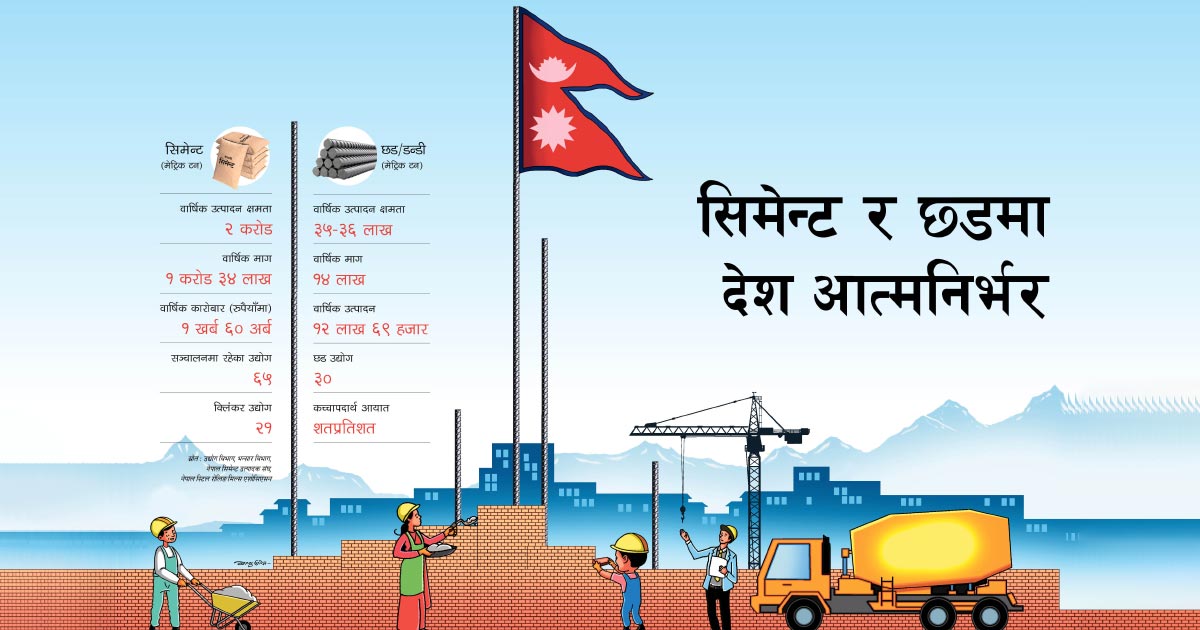 नेपाल सिमेन्ट र छडमा आत्मनिर्भर, अब निर्याततर्फ
