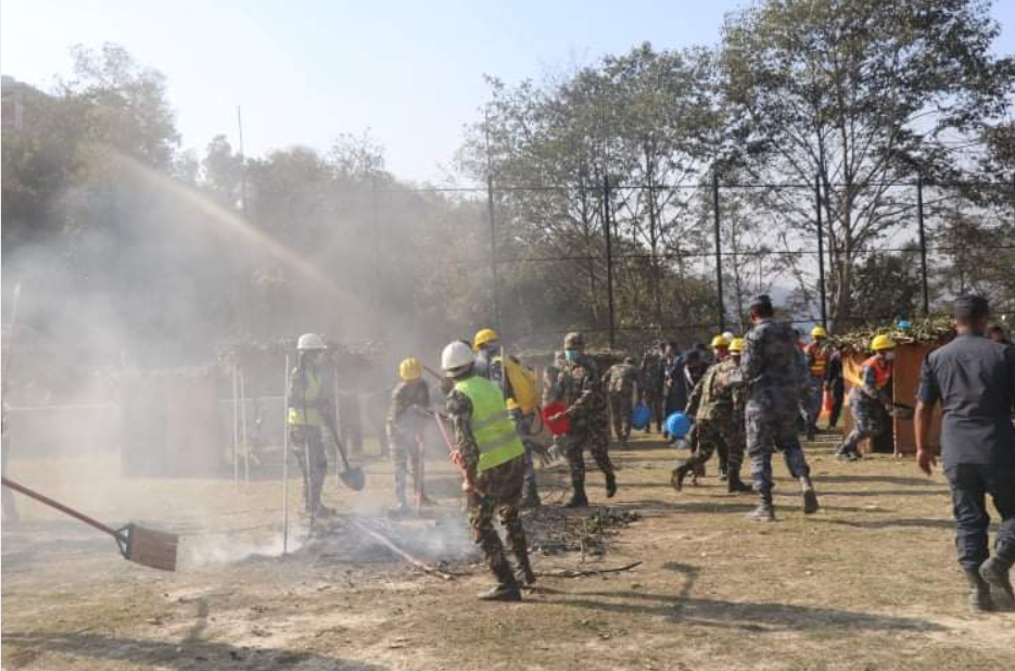 काभ्रेमा तीन सुरक्षा निकायको विपद् ब्यवस्थापनका लागि संयुक्त अभ्यास
