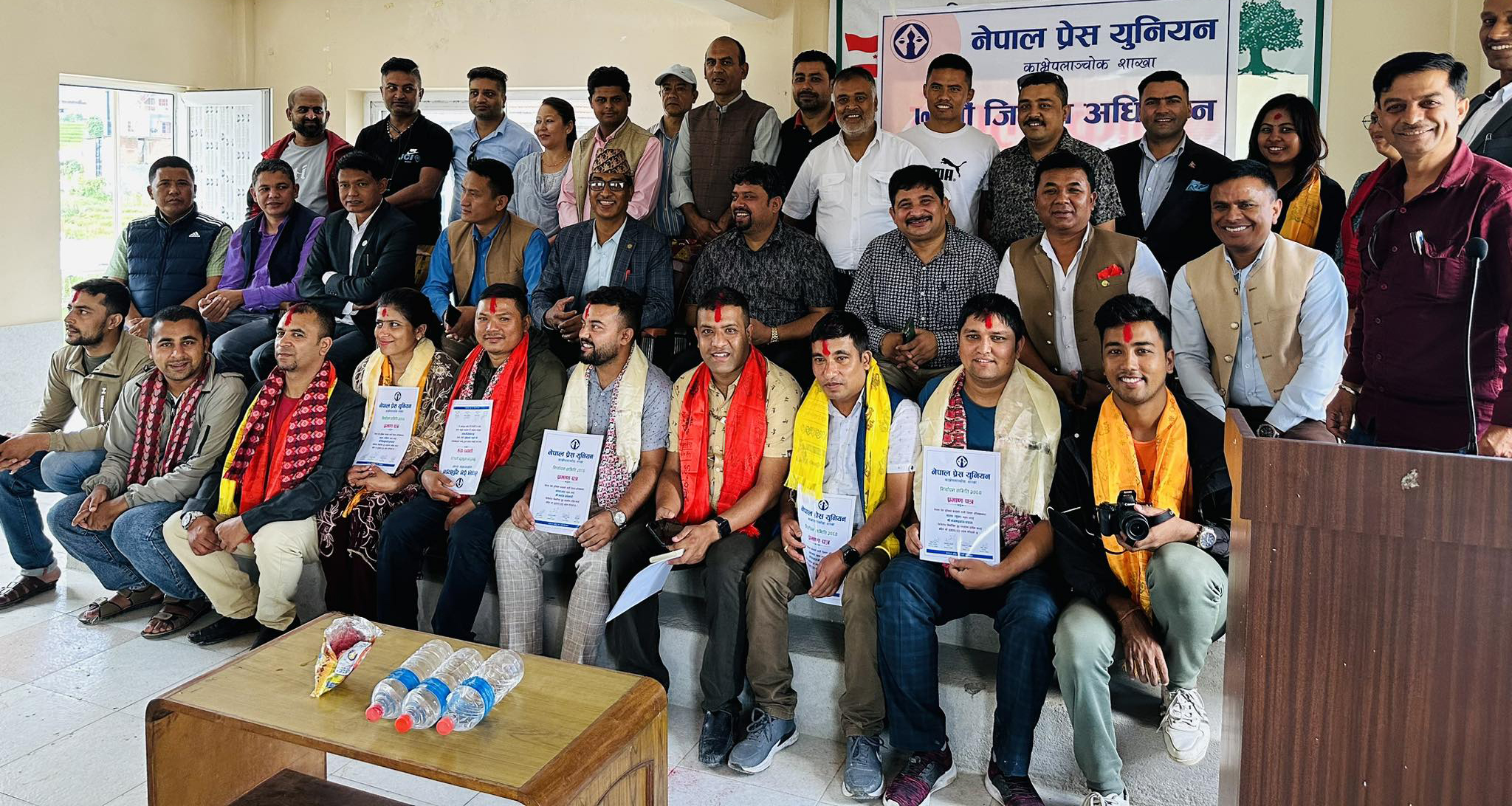 प्रेस युनियन काभ्रेमा नगेन्द्र अधिकारी नेतृत्वको कार्यसमिति निर्विरोध