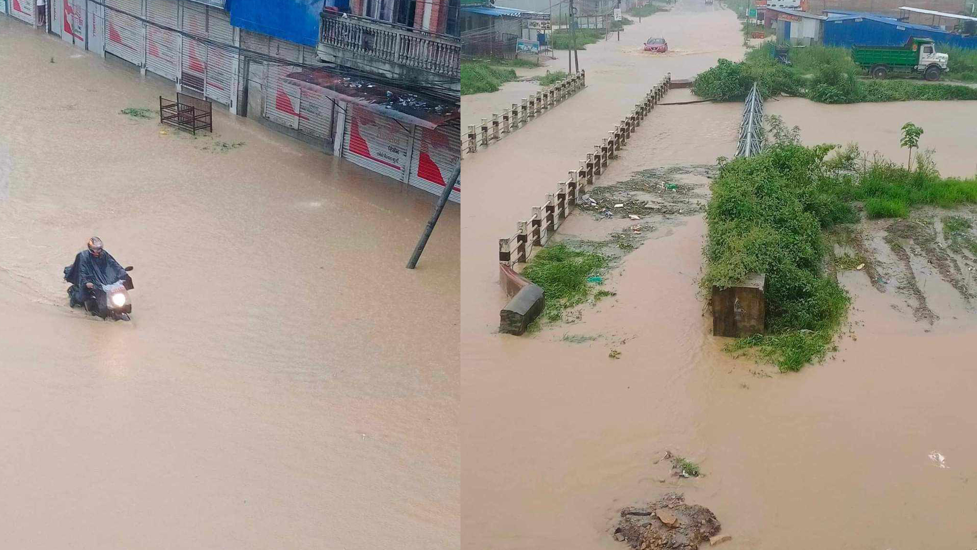 अविरल बर्षाको कारण विपि राजमार्ग अवरुद्ध ,बनेपा डुबानमा
