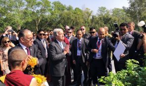 लुम्बिनीमा संयुक्त राष्ट्रसंघका महासचिवलाई स्वागत