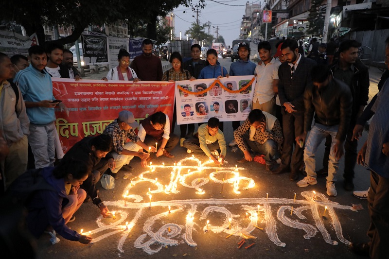 इजरायलमा ज्यान गुमाउने नेपालीको सम्झनामा माइतीघरमा दीप प्रज्वलन