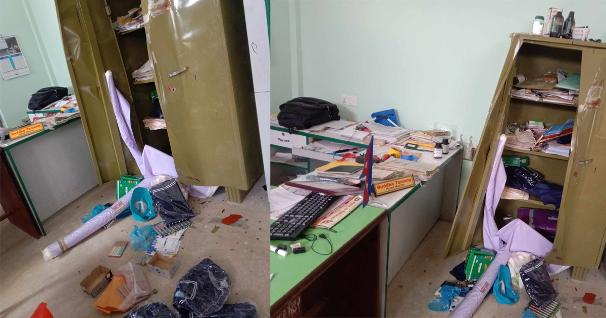 काभ्रेको २ ओटा बिद्यालयमा तोडफोड, १० लाख बराबरको सामान चोरी
