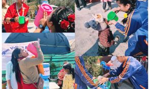 सगुन विद्या मन्दिरका शिक्षक र विद्यार्थीहरुद्वारा पानी वितरण
