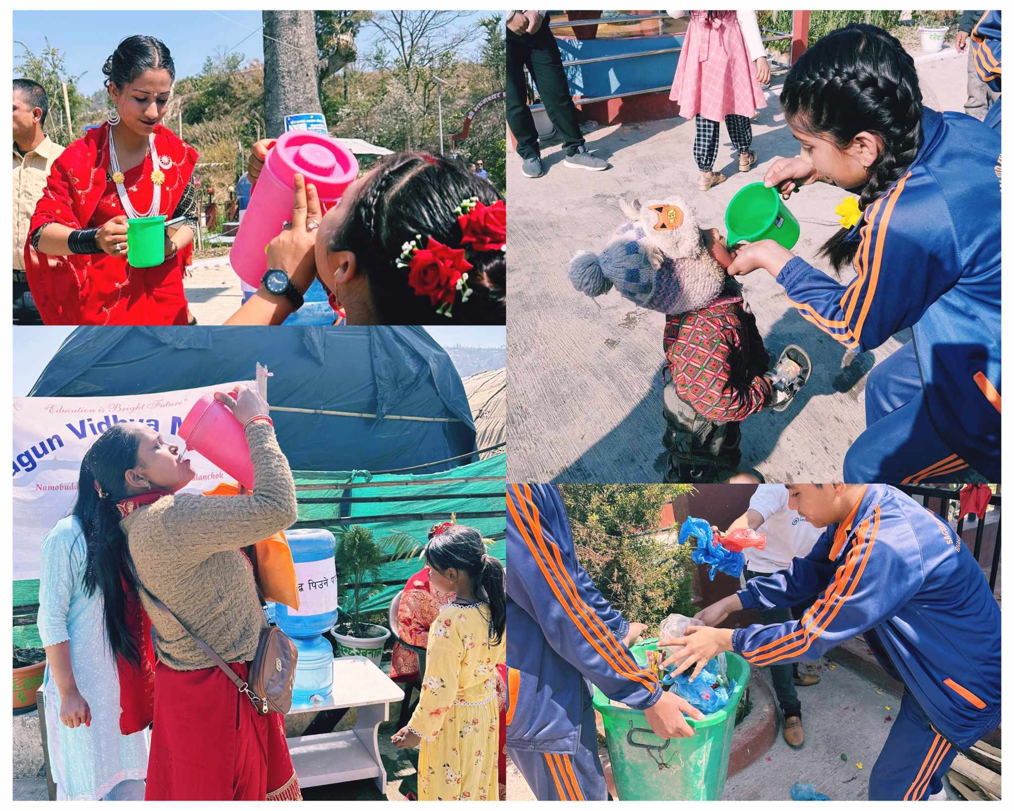 सगुन विद्या मन्दिरका शिक्षक र विद्यार्थीहरुद्वारा पानी वितरण