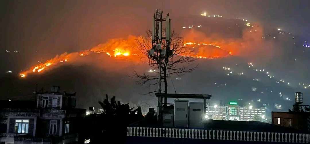 पोखराको काहुँ डाँडामा भीषण आगलागी