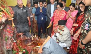 नव वर्षको अवसर पारेर राष्ट्रपति पौडेलले गरे सपनतीर्थमा पूजाअर्चना